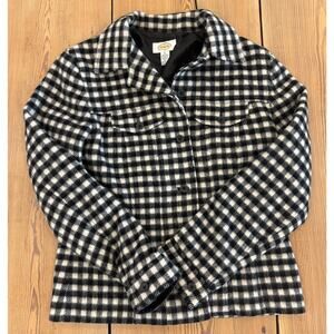 Talbots Black White Buffalo Plaid Wool Blend Jacket 6‎